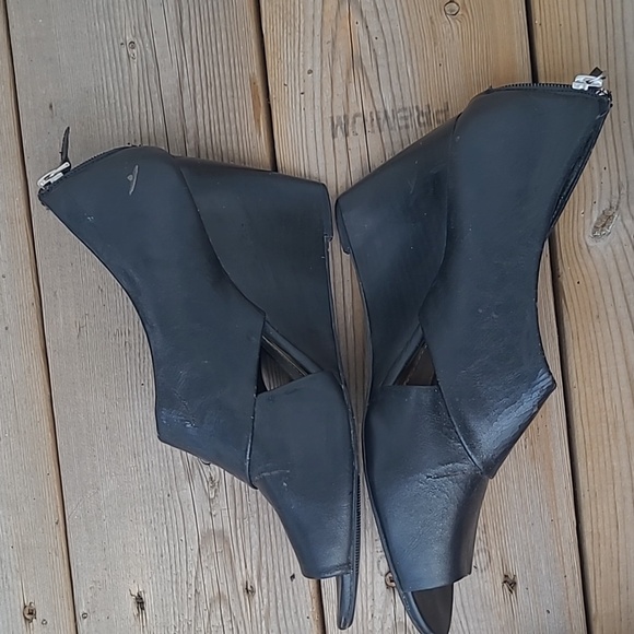 Black wedge open-toe Madeline Martha shoe - size 9 - Picture 5 of 8